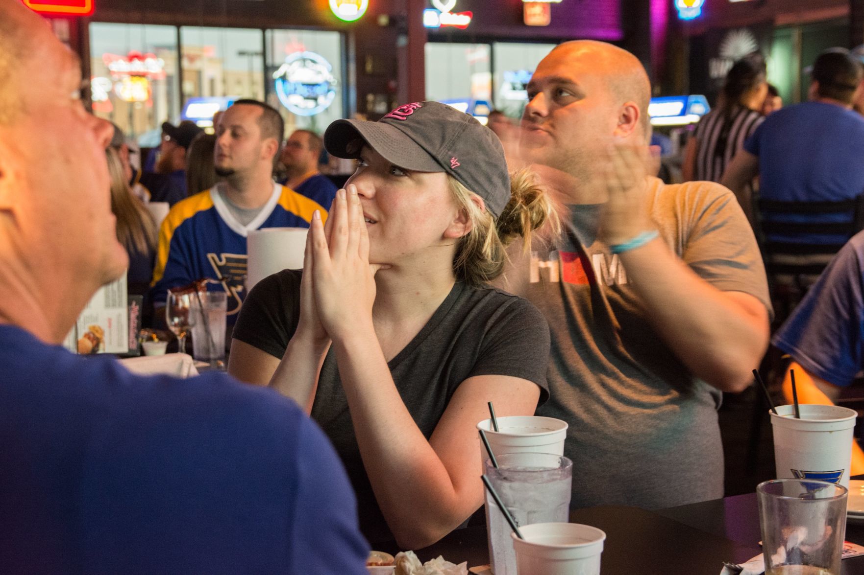 Blues Fans at Hotshots Wentzville during the Stanley Cup Final Game 1